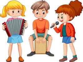 desenhos animados de banda de música infantil vetor