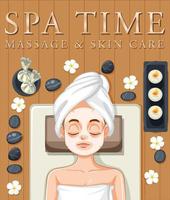 massagem de spa e design de cartaz de cuidados com a pele vetor