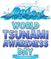 design de logotipo do dia mundial da conscientização do tsunami vetor