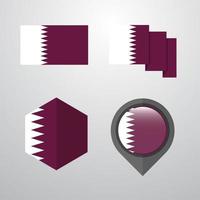 vetor de conjunto de design de bandeira do qatar