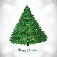 cartão de árvore de natal lindo artístico em fundo branco vetor