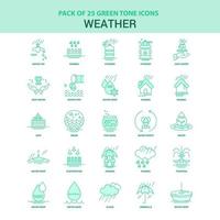 25 conjunto de ícones de clima verde vetor