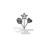 ícone da web de balões de coração e estrela linha plana cheia vetor de ícone cinza