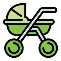 ícone de carrinho de bebê, estilo de estrutura de tópicos vetor