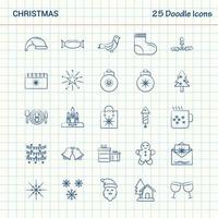 natal 25 ícones de doodle conjunto de ícones de negócios desenhados à mão vetor