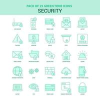 25 conjunto de ícones de segurança verde vetor
