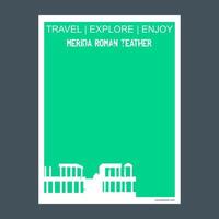 merida romana teather badajoz espanha monumento marco brochura estilo plano e vetor de tipografia