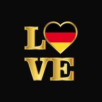 tipografia de amor alemanha design de bandeira vetor letras de ouro