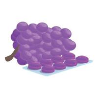 ícone de gotas de tosse de uvas, estilo cartoon vetor