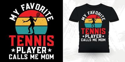 mãe amante engraçado jogadores de tênis retrô vintage design de camiseta de tênis do dia das mães vetor