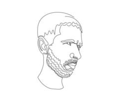 retrato de um homem com barba e bigode, desenhado à mão em estilo minimalista, na técnica de uma linha, monolinha. símbolo da barbearia vetor