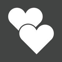 ícone invertido de glifo de dois corações vetor