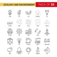 ecologia e meio ambiente ícone de linha preta 25 conjunto de ícones de contorno de negócios vetor