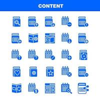 pacote de ícones de glifo sólido de conteúdo para designers e desenvolvedores ícones de detalhes de conteúdo da web vetor de data de calendário de conteúdo de livro da web