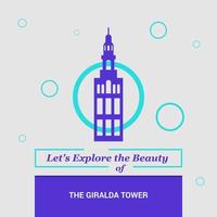 vamos explorar a beleza dos marcos nacionais da torre giralda sevilha espanha vetor