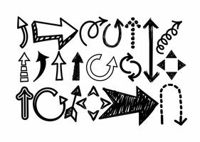 Conjunto de vetores de ícones de seta de Doodle