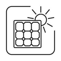 ícone de arte de linha um painel solar com sol para aplicativos ou sites vetor