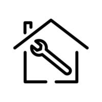 ilustração de ícone de linha de casa com chave inglesa. apropriado para o ícone de melhoramento da casa. ícone relacionado a imóveis. design de vetor simples editável. pixel perfeito em 32 x 32
