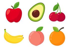 cartoon conjunto de frutas saudáveis vetor