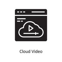 ilustração de design de ícone sólido de vetor de vídeo em nuvem. símbolo de computação em nuvem no arquivo eps 10 de fundo branco