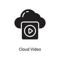 ilustração de design de ícone sólido de vetor de vídeo em nuvem. símbolo de computação em nuvem no arquivo eps 10 de fundo branco
