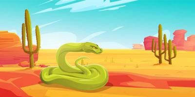 víbora verde, cobra exótica no deserto vetor