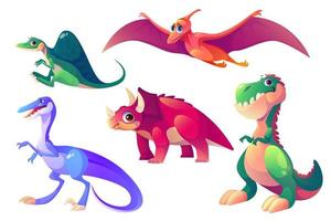 conjunto de personagens de dinossauros fofos vetor