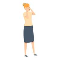 ícone de mulher chocada de trabalho urgente, estilo de desenho animado vetor