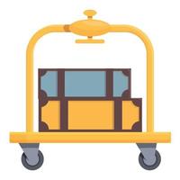 ícone dos desenhos animados do ícone do carrinho de bagagem de voo. mala de viagem vetor