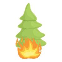 ícone da árvore do abeto de incêndio florestal, estilo cartoon vetor