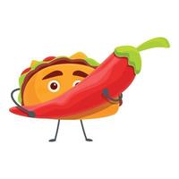 taco com ícone de pimenta, estilo cartoon vetor