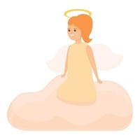 ícone do anjo da nuvem, estilo cartoon vetor
