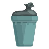 vetor de desenhos animados de ícone de lata de lixo de plástico. saco de lixo