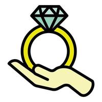compre vetor de contorno de ícone de anel de diamante. bodas de ouro