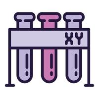 vetor de contorno do ícone do carrinho de laboratório de tubo de ensaio. biologia genética