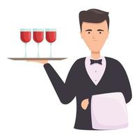 vetor de desenhos animados ícone elegante sommelier. copo de vinho