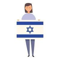 menina com vetor de desenhos animados do ícone da bandeira de israel. criança do mundo
