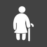 ícone invertido de glifo de mulher velha vetor