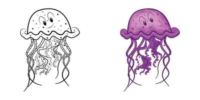 colorir ilustração vetorial de medusas vetor