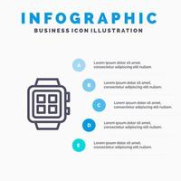 ícone de linha de relógio de tecnologia inteligente em casa eletrônica com fundo de infográficos de apresentação de 5 etapas vetor