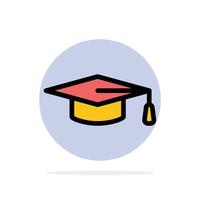 ícone de cor plana de fundo de círculo abstrato de chapéu de formatura de educação acadêmica vetor