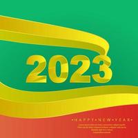 feliz natal e feliz ano novo 2023 com verde e vermelho vetor