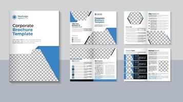 design de brochura corporativa de 8 páginas, modelo de brochura de perfil comercial, cor azul, vetor profissional