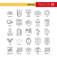 ícone de linha preta de escritório 25 conjunto de ícones de contorno de negócios vetor