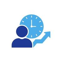 ícone de silhueta de gerenciamento de tempo. pictograma de cor de controle de relógio de produtividade de eficiência. ícone de programação de tempo de projeto de trabalho de negócios de processo de otimização. ilustração vetorial isolada. vetor