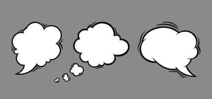bolhas de fala em nuvem em estilo cômico. bolha do discurso para mensagens isoladas em fundo cinza. ilustração vetorial vetor