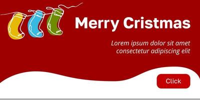 rabisco de banner de web vermelho de inverno. com meias de natal. ilustração vetorial. vetor