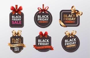 conjunto de etiqueta black friday vetor