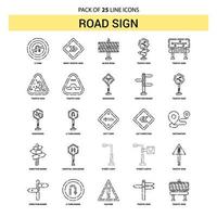 conjunto de ícones de linha de sinal de estrada 25 estilo de contorno tracejado vetor