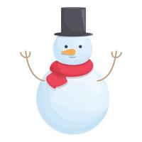 vetor de desenhos animados de ícone de boneco de neve elegante. natal na neve